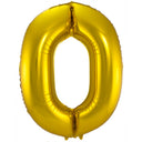 0 formad nummerfolieballong (guld, 86 cm)