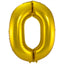 0 formad nummerfolieballong (guld, 86 cm)