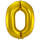 0 formad nummerfolieballong (guld, 86 cm)