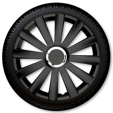 14" Spyder Pro svart hjulkapselset