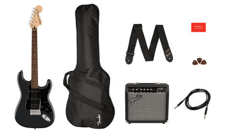 Fender Stratocaster El-gitarr Startpaket (Frost Metallic)