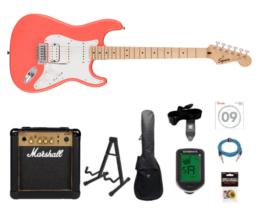 Fender Squier Sonic Stratocaster HSS elgitarr startpaket (Tahitian Coral)