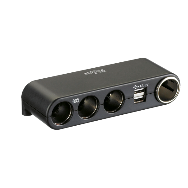 Strömuttag med 4 uttag och USB 12/24 V