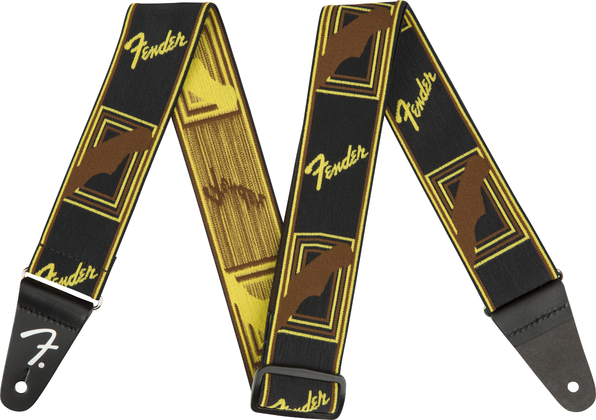 Fender Weightless Guitar Strap ( Black / Yellow /brun, 2")