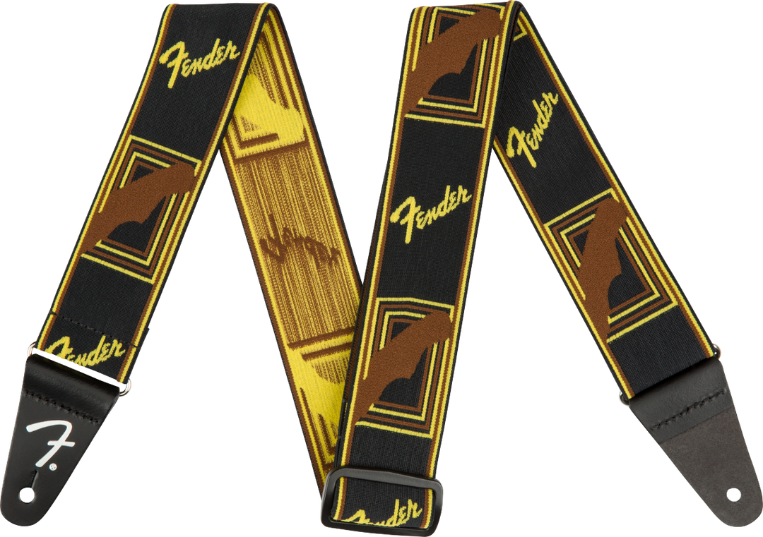 Fender Weightless Guitar Strap ( Black / Yellow /brun, 2")