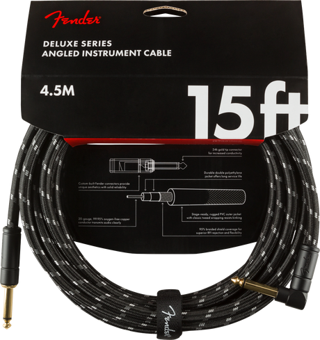 Fender Deluxe gitarrkabel vinkelplugg ( Black tweed, 4,5 m)