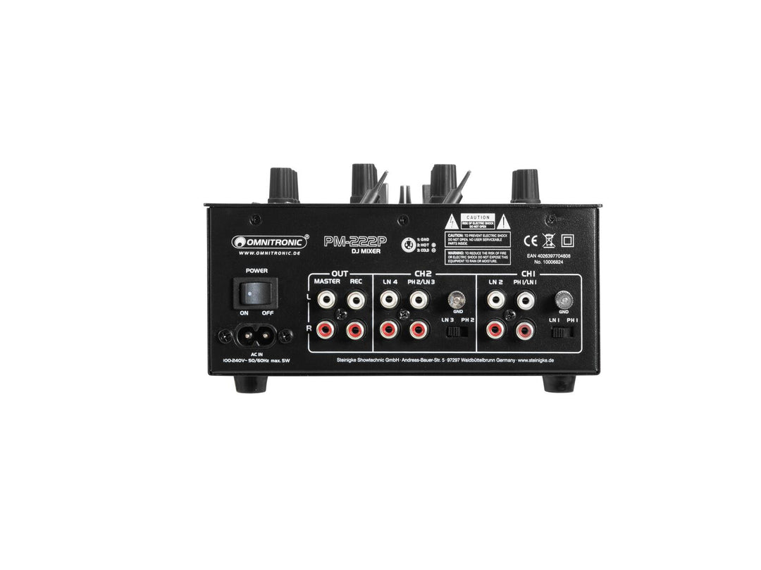 OMNITRONIC PM-222P 2-kanals DJ-mixer med spelare