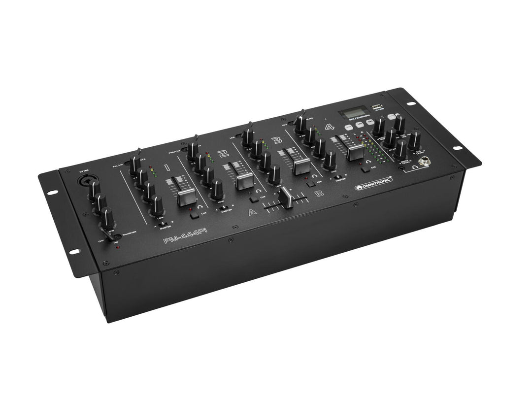 OMNITRONIC PM-444Pi 4-kanals DJ-mixer med spelare & USB-gränssnitt