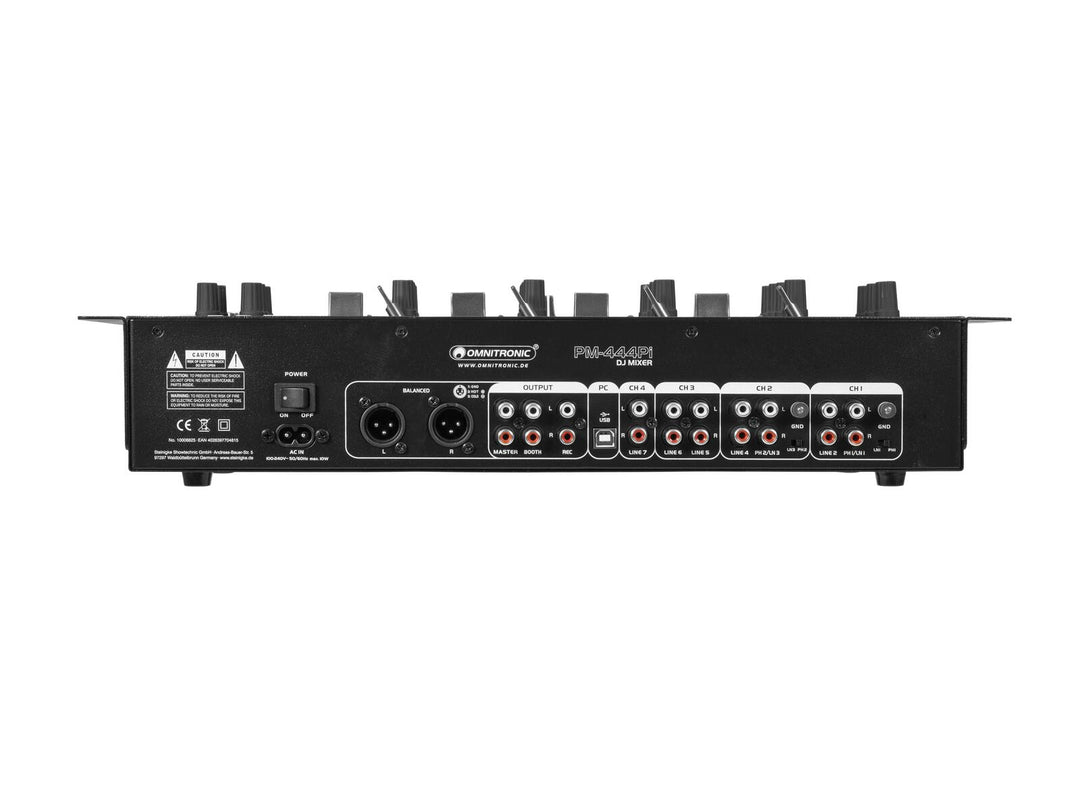 OMNITRONIC PM-444Pi 4-kanals DJ-mixer med spelare & USB-gränssnitt