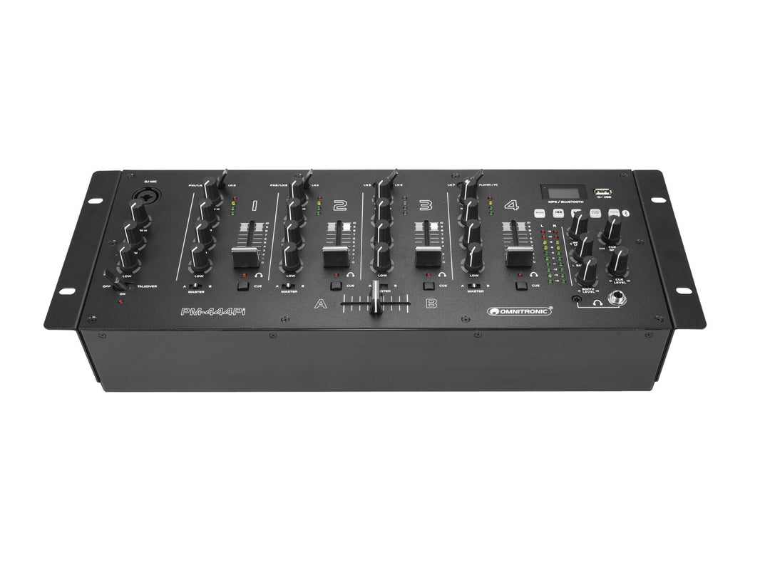 OMNITRONIC PM-444Pi 4-kanals DJ-mixer med spelare & USB-gränssnitt