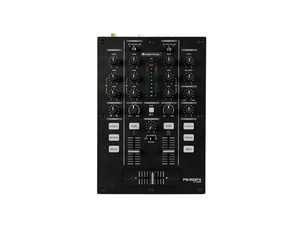 OMNITRONIC PM-202FX 2-Channel DJ Mixer med Filter, FX og Bluetooth