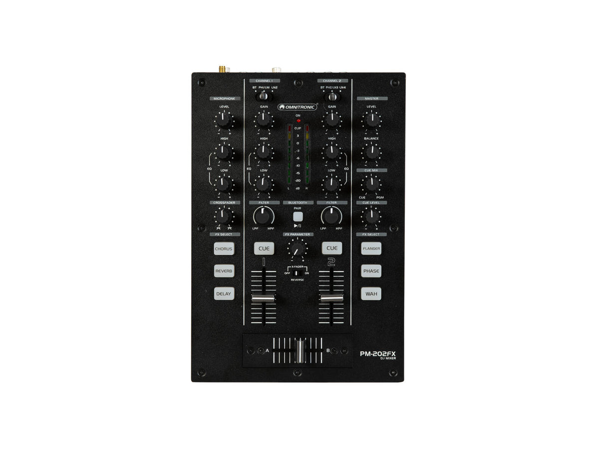 OMNITRONIC PM-202FX 2-Channel DJ Mixer with Filter, FX and Bluetooth