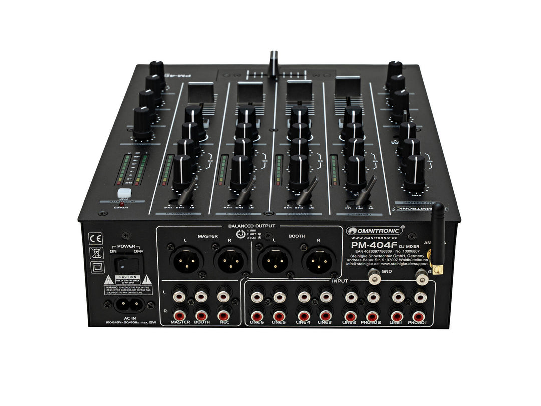 OMNITRONIC PM-404F 4-kanals DJ-mixer med Filter och Bluetooth