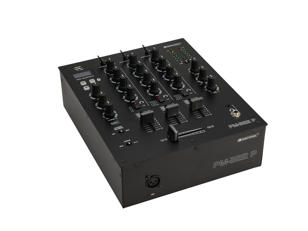 OMNITRONIC PM-322P 3-kanals DJ-mixer med Bluetooth & USB-spelare