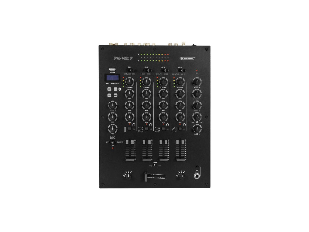 OMNITRONIC PM-422P 4-kanals DJ-mixer med Bluetooth & USB-spelare