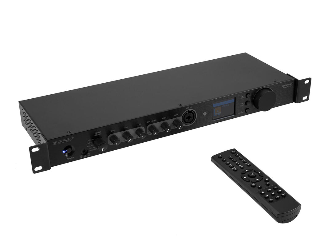 OMNITRONIC EP-220NET förförstärkare med internetradio, DAB+ och Bluetooth