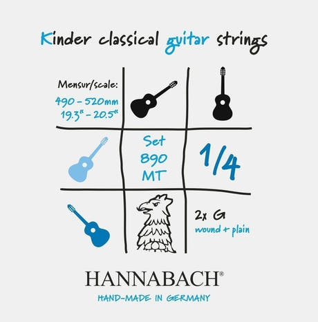 Hannabach 890 1/4 G3 lindad sträng för barngitarr, medium tension