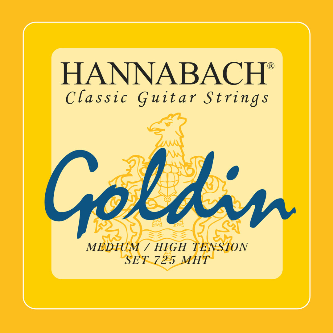 Hannabach Strängar för klassisk gitarr Serie 725 Medel/hög spänning Goldin - Set medelhög (725MHT)