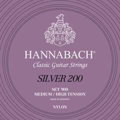 Hannabach strängar för klassisk Gitarrer serie 900 medel/hög spänning Silver 200 - set medel hög (900MHT)
