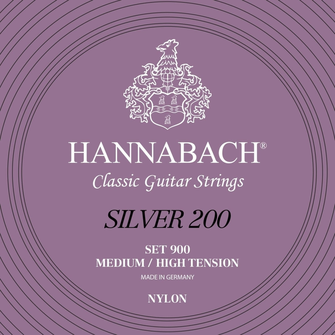 Hannabach strängar för klassisk Gitarrer serie 900 medel/hög spänning Silver 200 - set medel hög (900MHT)