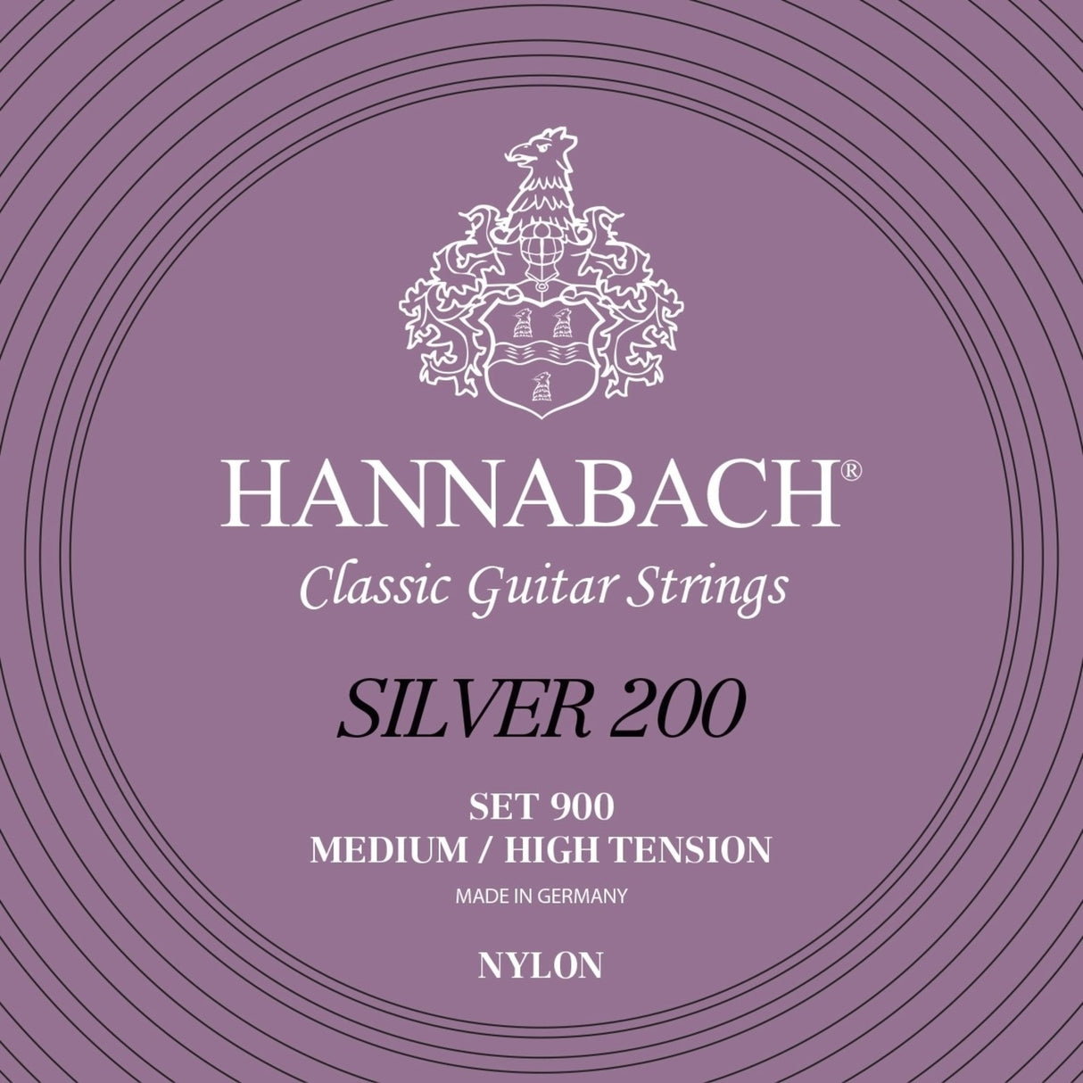Hannabach strängar för klassisk Gitarrer serie 900 medel/hög spänning Silver 200 - set medel hög (900MHT)