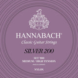 Hannabach strängar för klassisk Gitarrer serie 900 medel/hög spänning Silver 200 - set medel hög (900MHT)