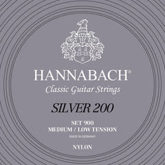 Hannabach strängar för klassisk Gitarrer serie 900 medel/låg spänning Silver 200 - set medel låg (900MLT)