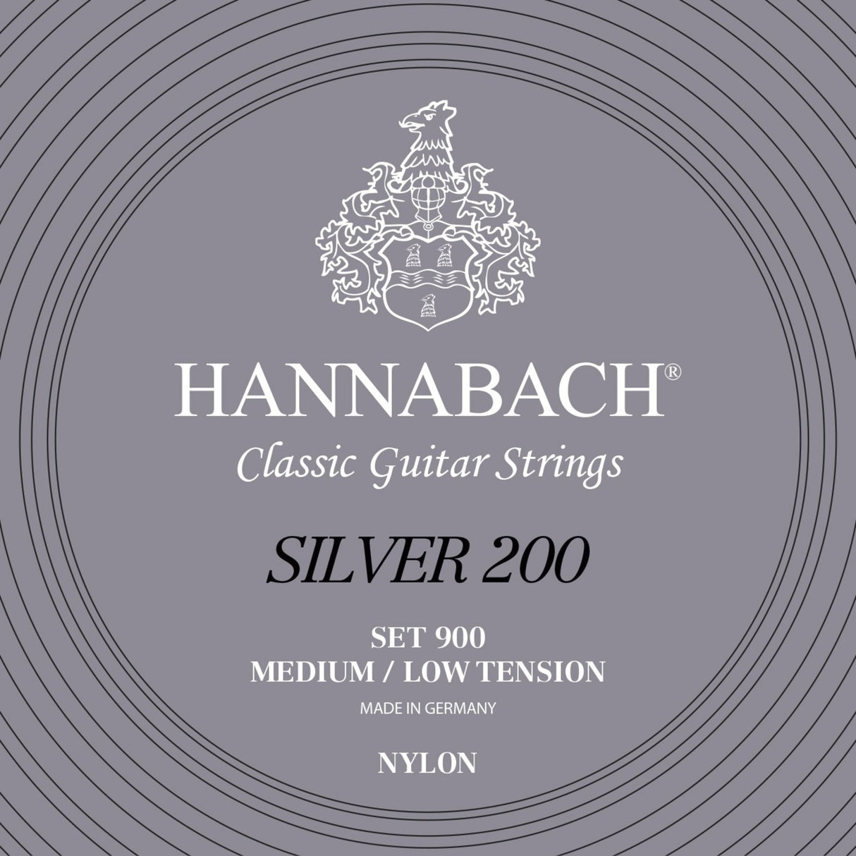 Hannabach strängar för klassisk Gitarrer serie 900 medel/låg spänning Silver 200 - set medel låg (900MLT)
