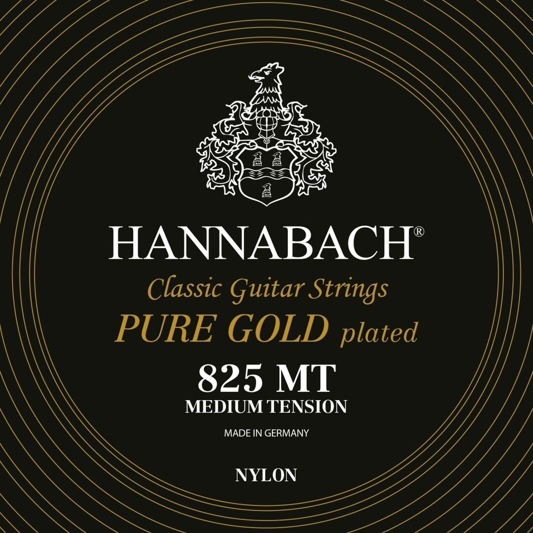 Hannabach strängar för klassisk gitarr Serie 825 Medium tension specialiserade guldpläterade - Set medium (8257MT)