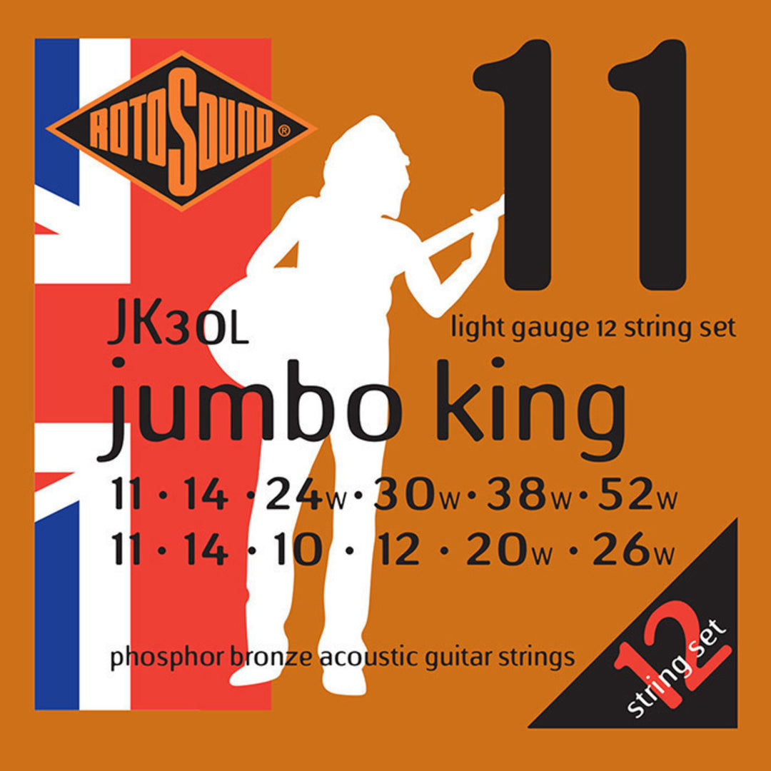 Rotosound strängar för akustiska Gitarrer Jumbo King - set 12-strängat Light 11-52 (JK30L)