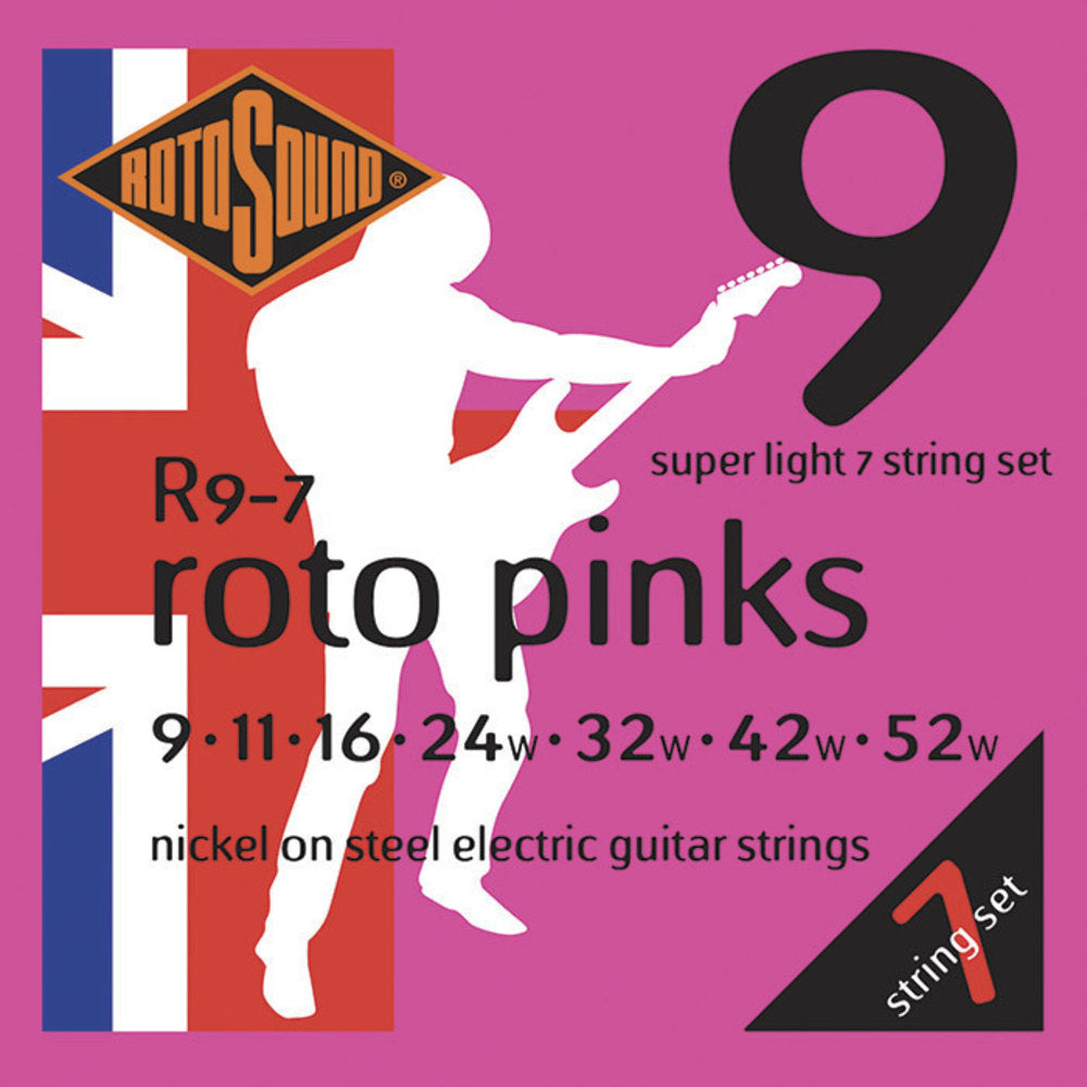 Rotosound Roto Pinks R9-7 strängar till 7-strängad elgitarr 9-52