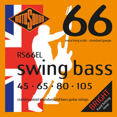 Rotosound elbassträngar Swing Bass 66 - set för 4-strängad extra lång Custom 45-105 (RS66EL)