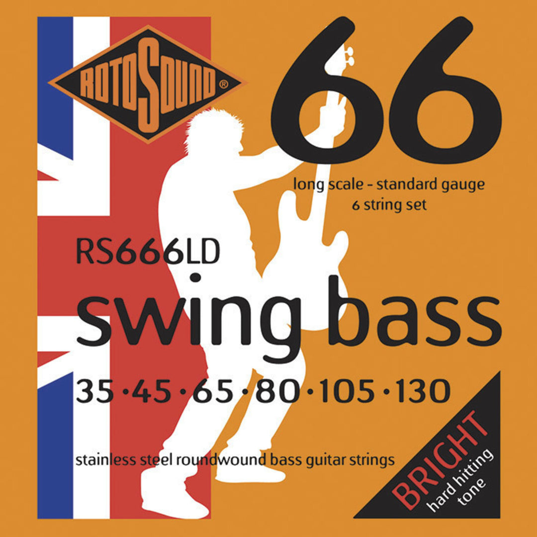 Rotosound elbassträngar Swing Bass 66 - set 6-strängars rostfritt stål Standard 35-130 (RS666LD)