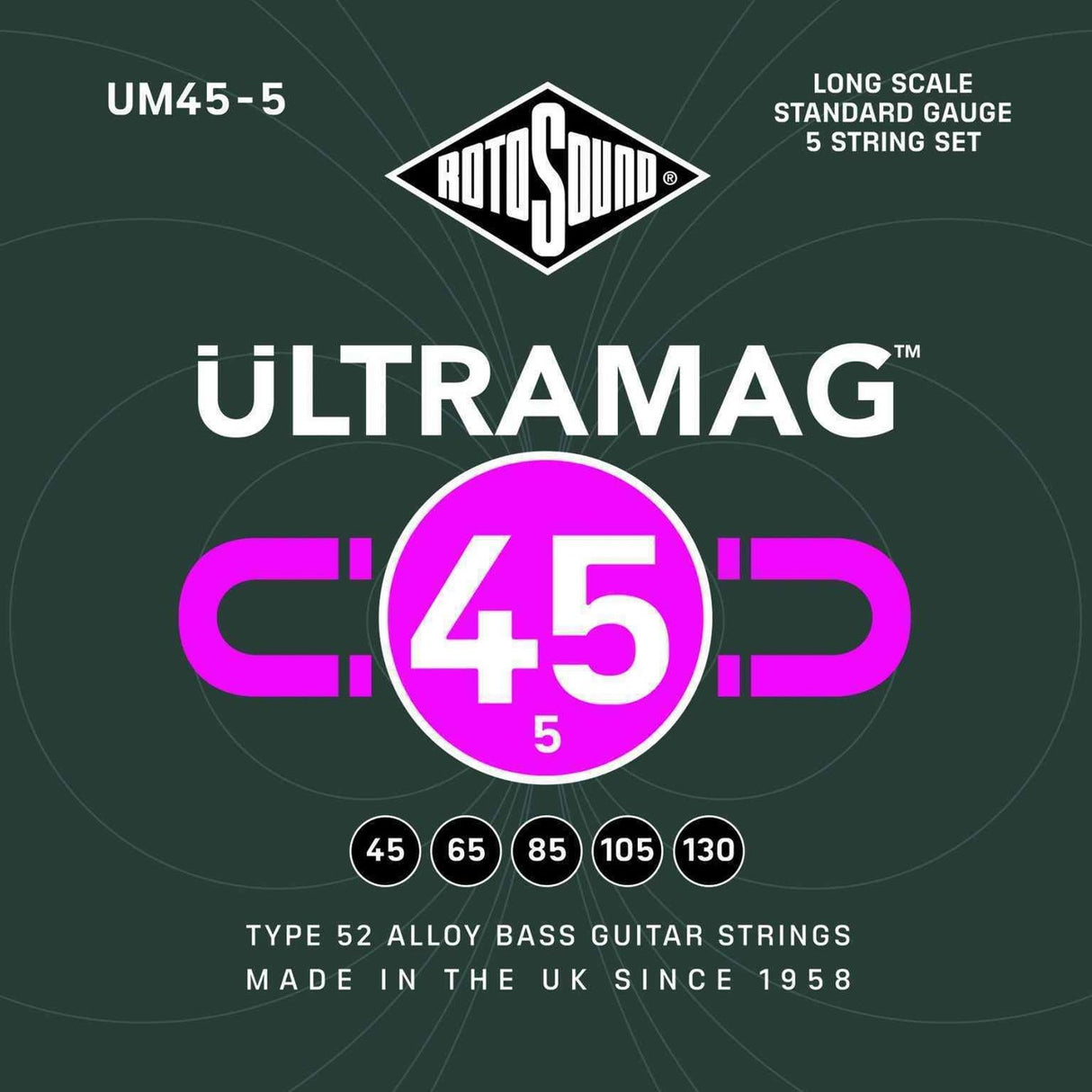 Rotosound E-bassträngar Ultramag - set 5-strängar Standard 45-130 (UM45-5)
