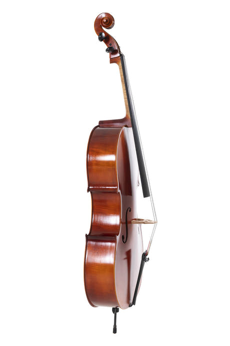 GEWA Ideale cello 1/4, uppställd med massarandubåge och väska