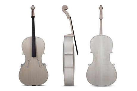 GEWA olackerad cello 7/8, Stradivari Gore-Booth, vackert flammad