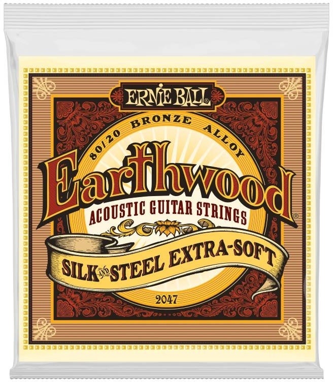 Ernie Ball 2047 Earthwood 80/20 Silk & Steel, Extra mjuk