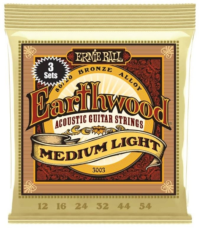 Ernie Ball 3003 Earthwood 80/20 Medium Light - 3-setpack