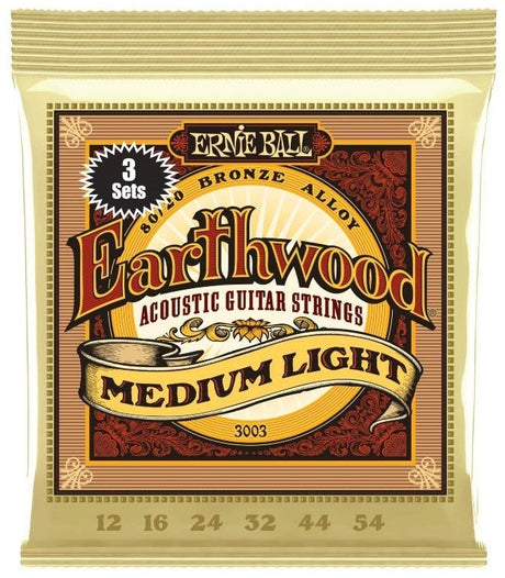 Ernie Ball 3003 Earthwood 80/20 Medium Light - 3-setpack