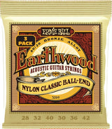 Ernie Ball 3069 Folk Nylon Clear & Gold ball end-strängar 3-P