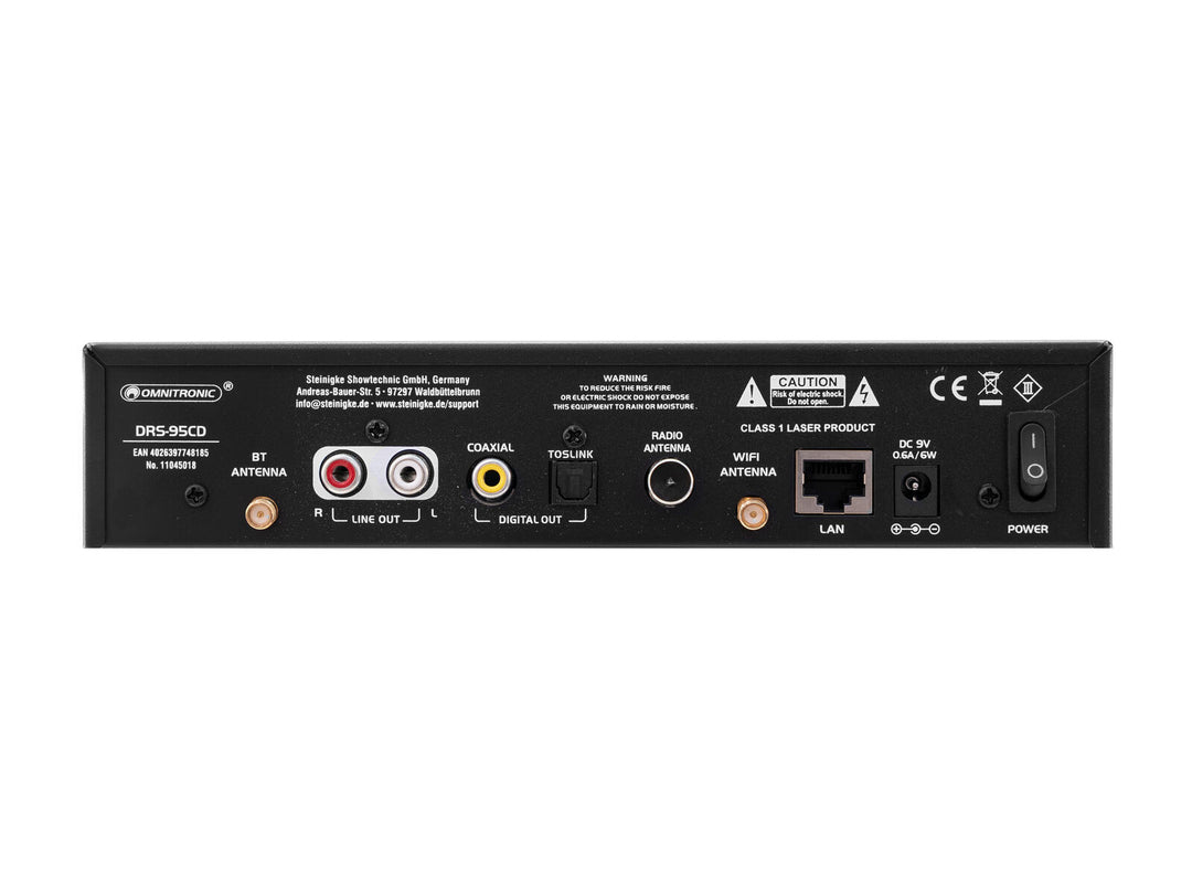 OMNITRONIC DRS-95CD Internetradio med DAB+, Bluetooth och CD-spelare