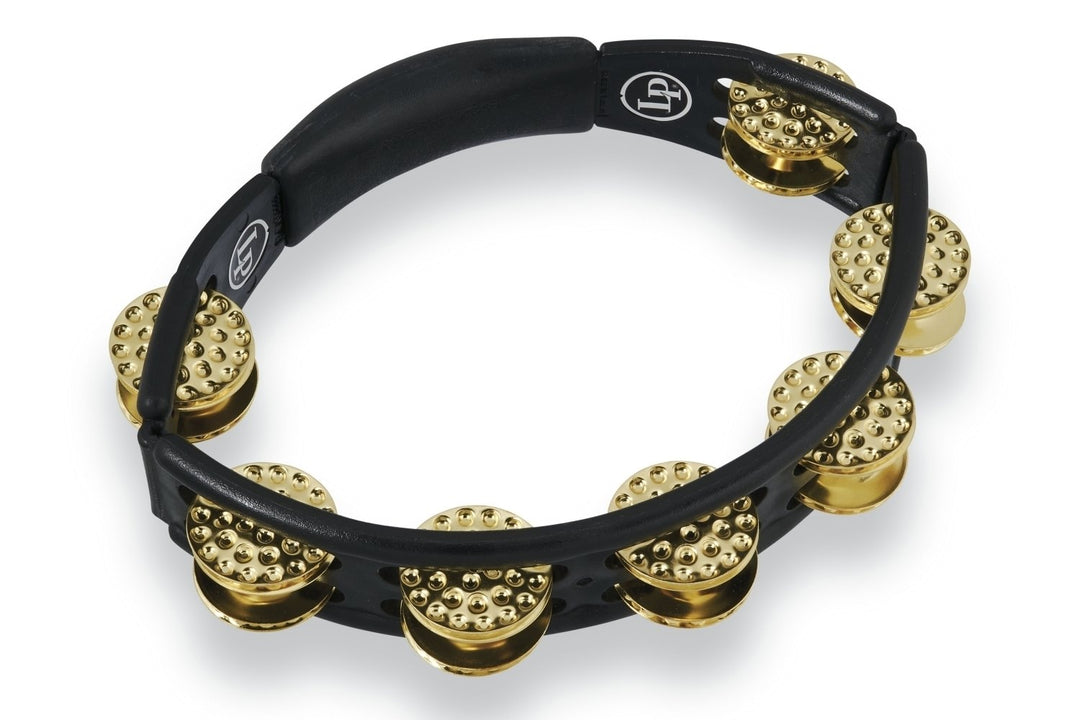 Latin Percussion tamburin Cyclops handmodell - räfflad mässing, svart (LP174)