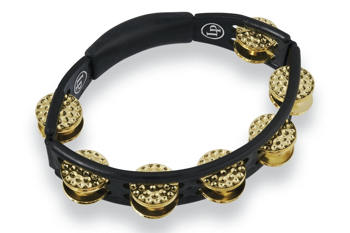 Latin Percussion tamburin Cyclops handmodell - räfflad mässing, svart (LP174)