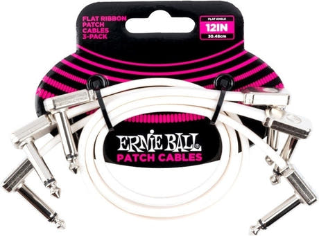 Ernie Ball EB-6386, platt patchkabel Vit 30cm, 3-Pack