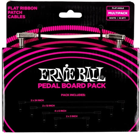 Ernie Ball EB-6387, platt patchkabel Vit, Multipack