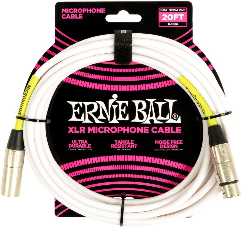 Ernie Ball 6389 mikrofonkabel Vit - 6 Meter