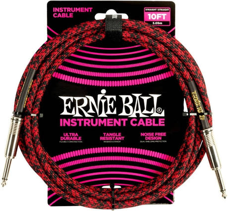 Ernie Ball 6394 instrumentkabel 3 M (10 ft) - Svart & Röd