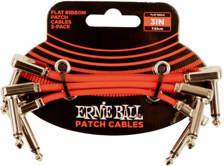 Ernie Ball-6401 platt patchkabel 7,5cm, Röd. 3-pack