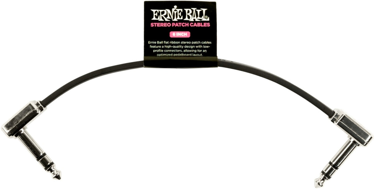 Ernie Ball-6408 Stereo (TRS) platt patchkabel, 15cm