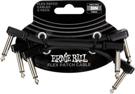 Ernie Ball 6443 Flex patchkabel Svart 7,5cm 3-pack